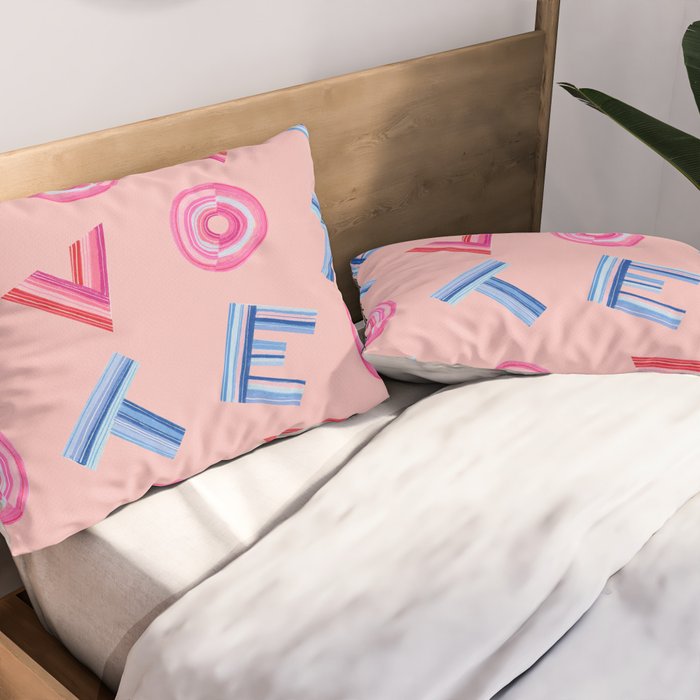 Cast Your Vote | Hand-Lettered Pattern in Peach Pillow Sham Gallery Image 2