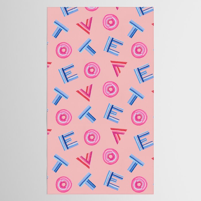 Cast Your Vote | Hand-Lettered Pattern in Peach Tablecloth Gallery Image 2