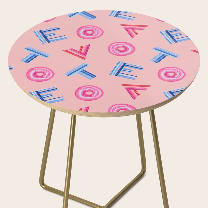 Cast Your Vote | Hand-Lettered Pattern in Peach Side Table Gallery Image 2