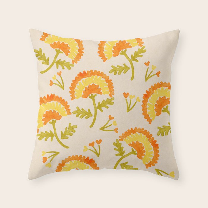 Marigold print- Mexico City Flower Market  Throw Pillow Gallery Image 6