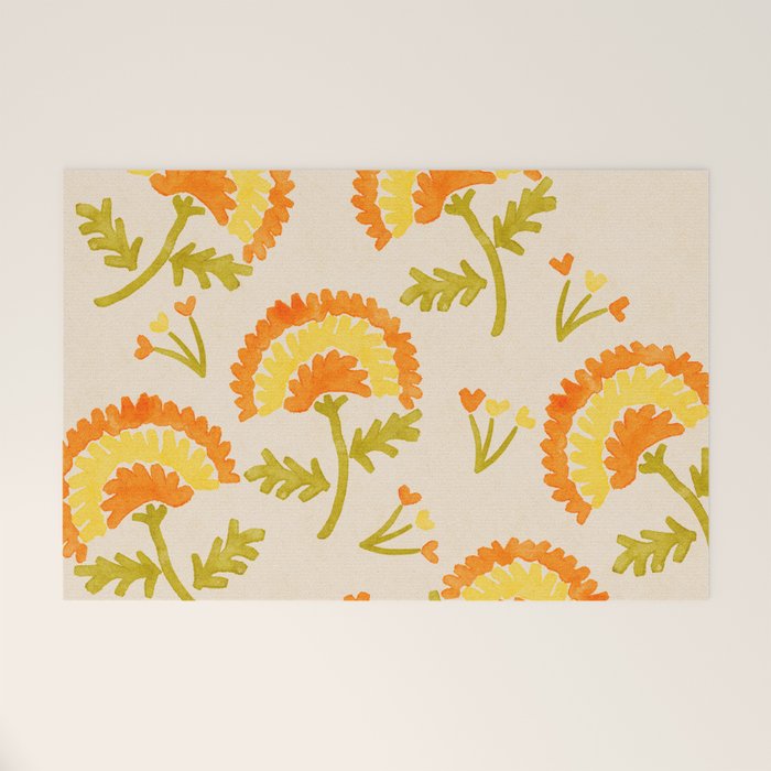 Marigold print- Mexico City Flower Market  Welcome Mat Gallery Image 1