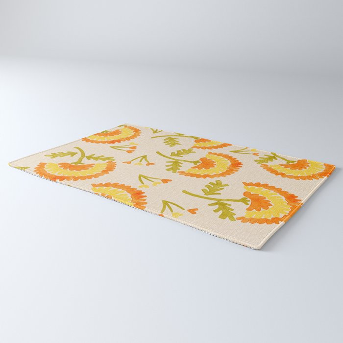 Marigold print- Mexico City Flower Market  Rug Gallery Image 3