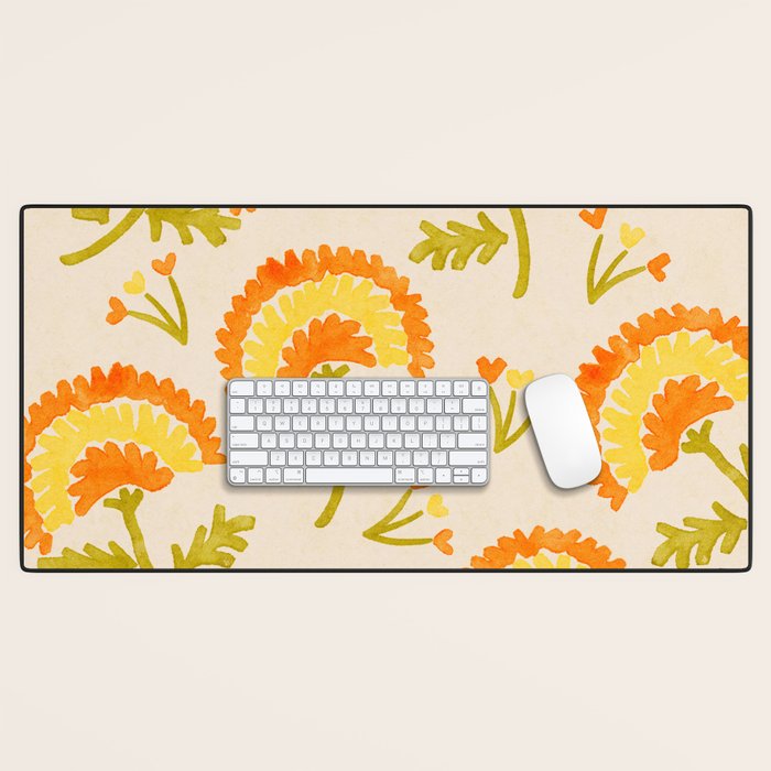 Marigold print- Mexico City Flower Market  Desk Mat Gallery Image 1