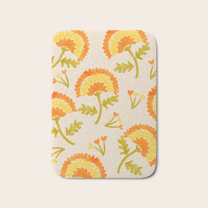 Marigold print- Mexico City Flower Market  Bath Mat Gallery Image 1