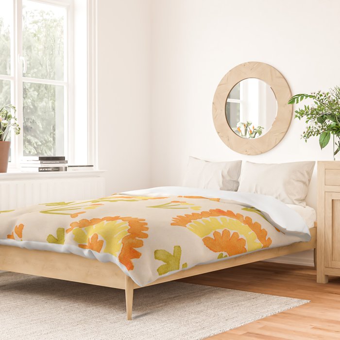 Marigold print- Mexico City Flower Market  Duvet Cover Gallery Image 2