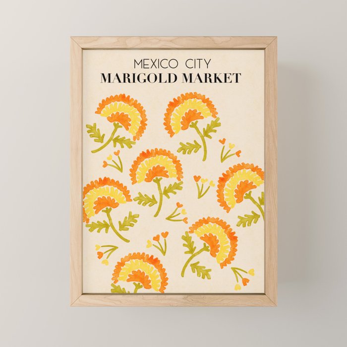 Marigold print- Mexico City Flower Market  Mini Art Print Gallery Image 1