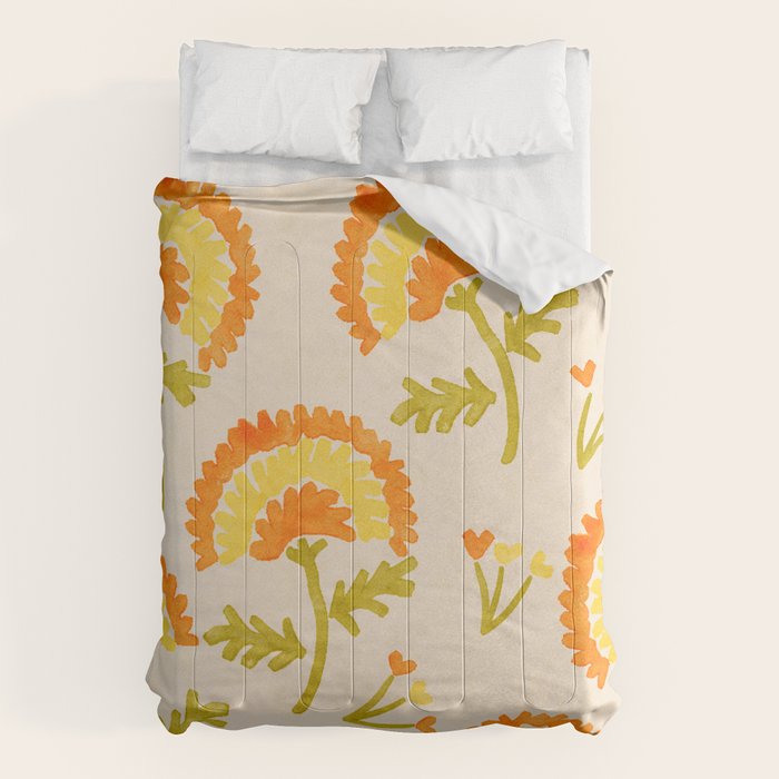 Marigold print- Mexico City Flower Market  Comforter Gallery Image 6