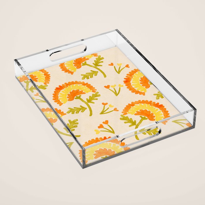 Marigold print- Mexico City Flower Market  Acrylic Tray Gallery Image 1