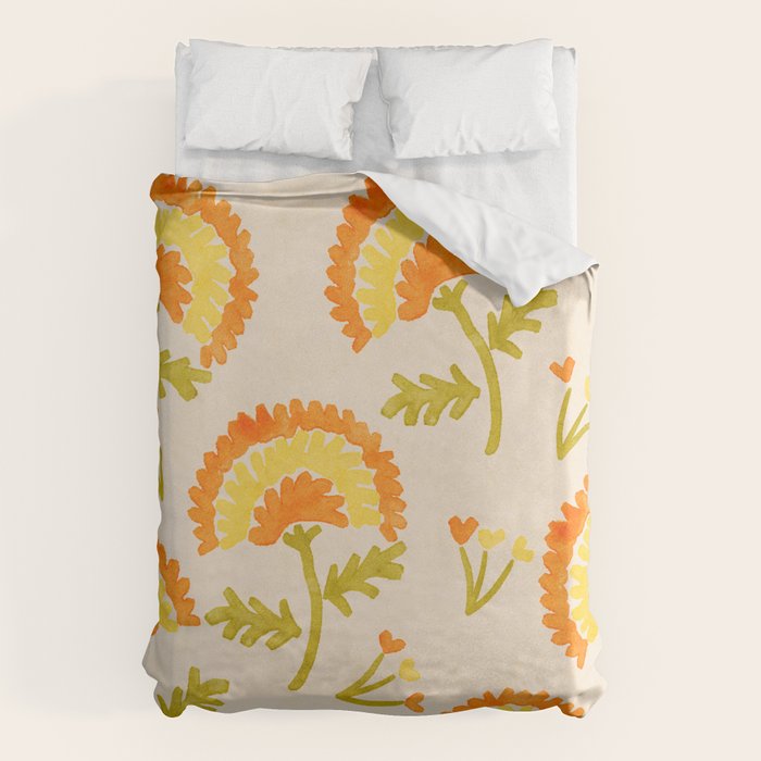 Marigold print- Mexico City Flower Market  Duvet Cover Gallery Image 6