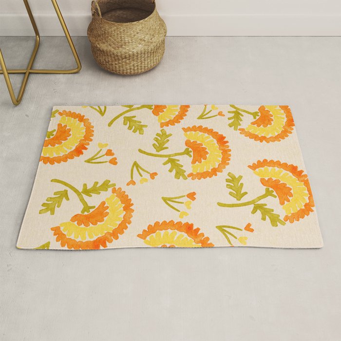 Marigold print- Mexico City Flower Market  Rug Gallery Image 1