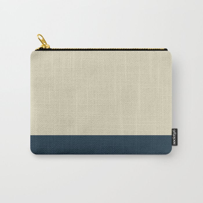 Minimalist Color Block Solid in Cream Beige and Navy Blue Carry All Pouch Gallery Image 1
