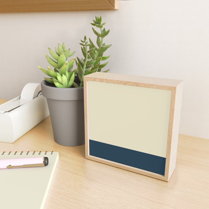 Minimalist Color Block Solid in Cream Beige and Navy Blue Mini Art Print Gallery Image 2
