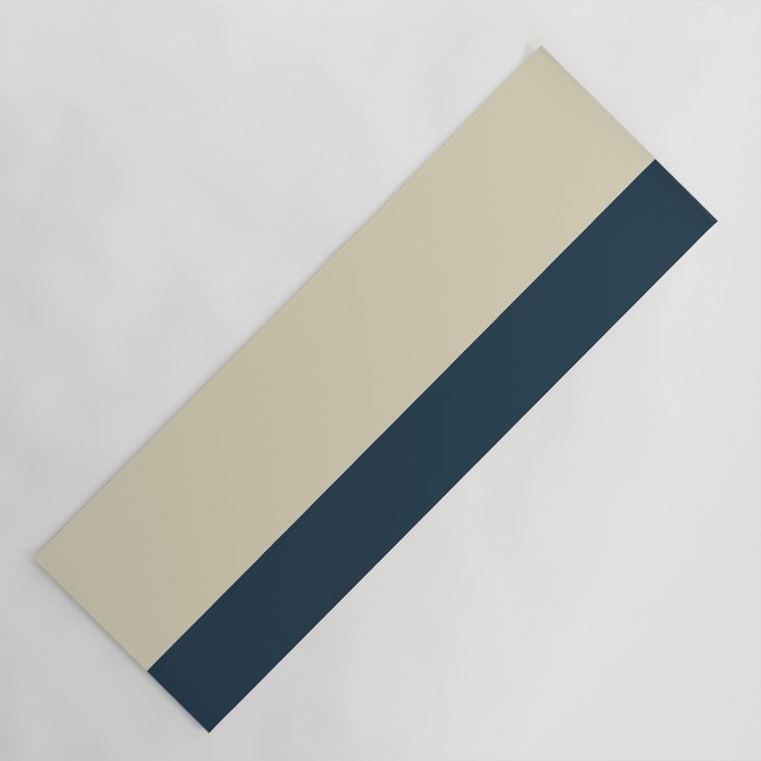 Minimalist Color Block Solid in Cream Beige and Navy Blue Yoga Mat Gallery Image 1