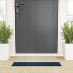 Minimalist Color Block Solid in Cream Beige and Navy Blue Welcome Mat Gallery Image 3