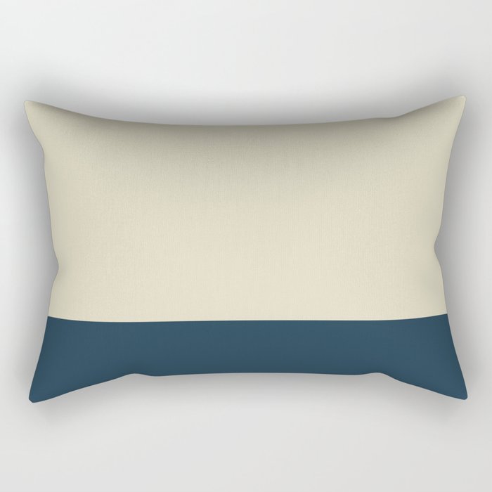 Minimalist Color Block Solid in Cream Beige and Navy Blue Rectangular Pillow Gallery Image 1