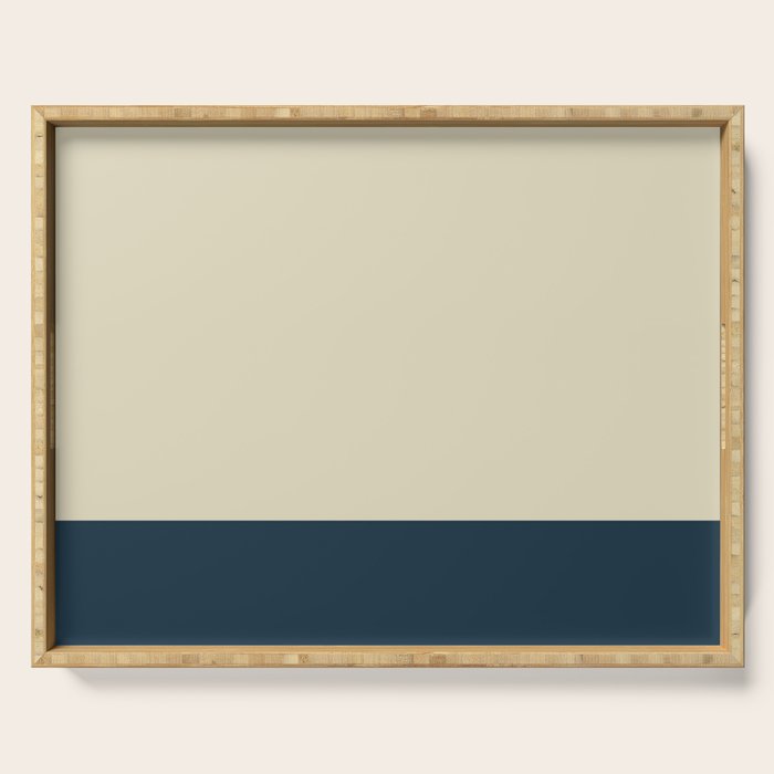Minimalist Color Block Solid in Cream Beige and Navy Blue Serving Tray Gallery Image 1