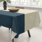 Minimalist Color Block Solid in Cream Beige and Navy Blue Tablecloth Gallery Image 3