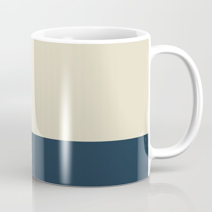 Minimalist Color Block Solid in Cream Beige and Navy Blue Coffee Mug Gallery Image 1