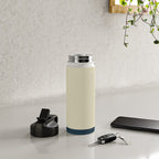 Minimalist Color Block Solid in Cream Beige and Navy Blue Water Bottle Gallery Image 4