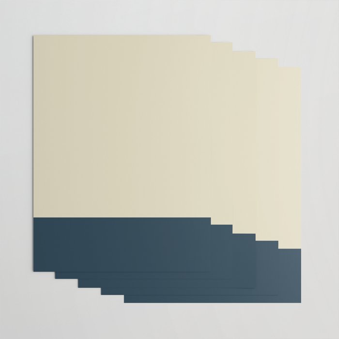 Minimalist Color Block Solid in Cream Beige and Navy Blue Wrapping Paper Gallery Image 3