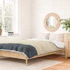 Minimalist Color Block Solid in Cream Beige and Navy Blue Duvet Cover Gallery Image 2