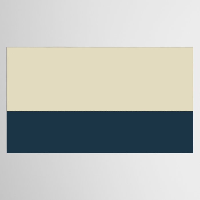 Minimalist Color Block Solid in Cream Beige and Navy Blue Tablecloth Gallery Image 2