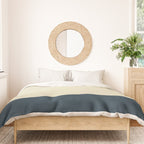 Minimalist Color Block Solid in Cream Beige and Navy Blue Duvet Cover Gallery Image 3