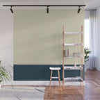 Minimalist Color Block Solid in Cream Beige and Navy Blue Wall Mural Gallery Image 1