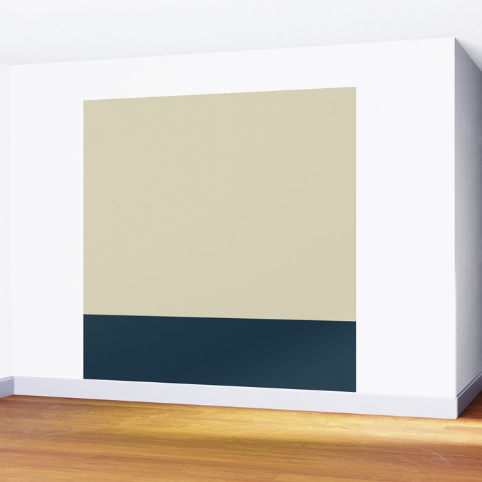 Minimalist Color Block Solid in Cream Beige and Navy Blue Wall Mural Gallery Image 2