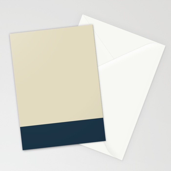 Minimalist Color Block Solid in Cream Beige and Navy Blue Stationery Card Gallery Image 2