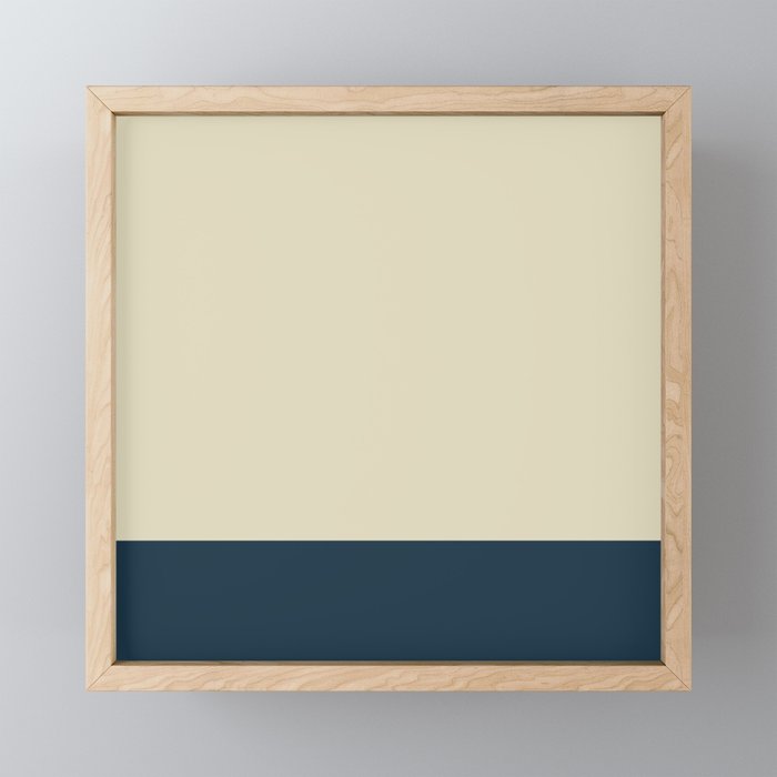 Minimalist Color Block Solid in Cream Beige and Navy Blue Mini Art Print Gallery Image 1