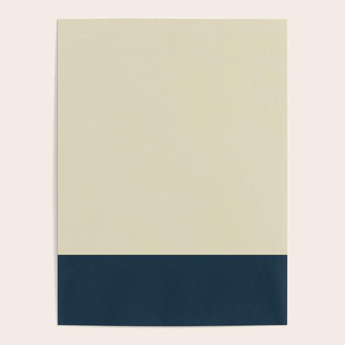 Minimalist Color Block Solid in Cream Beige and Navy Blue Poster Gallery Image 1