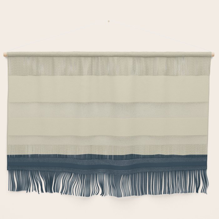 Minimalist Color Block Solid in Cream Beige and Navy Blue Wall Hanging Gallery Image 1