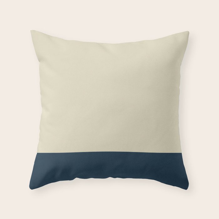 Minimalist Color Block Solid in Cream Beige and Navy Blue Throw Pillow Gallery Image 6