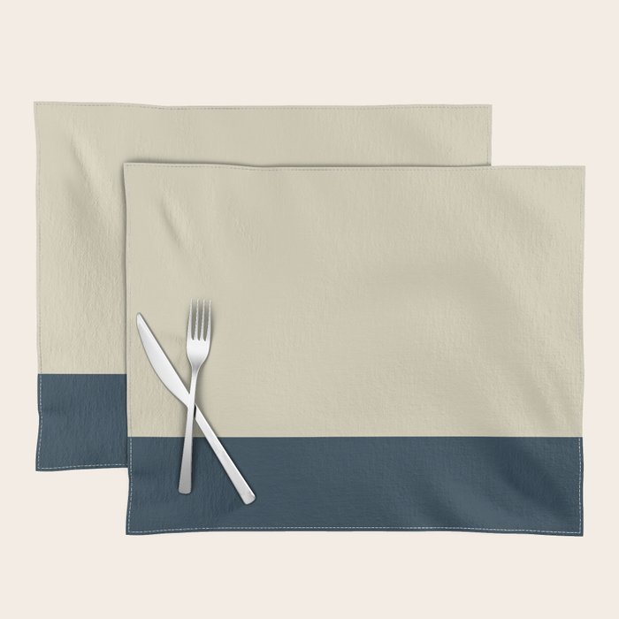 Minimalist Color Block Solid in Cream Beige and Navy Blue Placemat Gallery Image 1