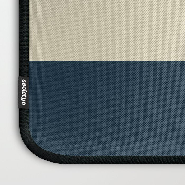 Minimalist Color Block Solid in Cream Beige and Navy Blue Laptop Sleeve Gallery Image 3