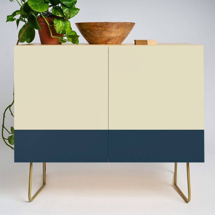 Minimalist Color Block Solid in Cream Beige and Navy Blue Credenza Gallery Image 1