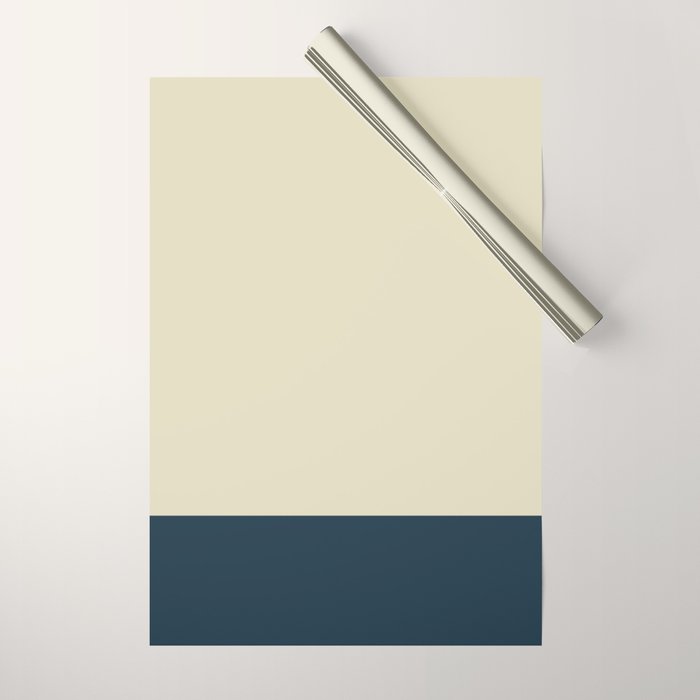 Minimalist Color Block Solid in Cream Beige and Navy Blue Wrapping Paper Gallery Image 1