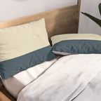 Minimalist Color Block Solid in Cream Beige and Navy Blue Pillow Sham Gallery Image 2