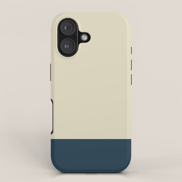 Minimalist Color Block Solid in Cream Beige and Navy Blue iPhone Case Gallery Image 1