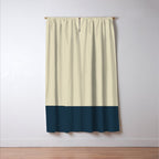 Minimalist Color Block Solid in Cream Beige and Navy Blue Window Curtain Gallery Image 3
