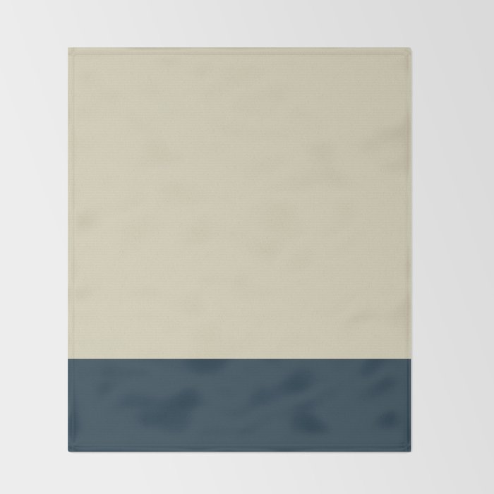 Minimalist Color Block Solid in Cream Beige and Navy Blue Throw Blanket Gallery Image 2