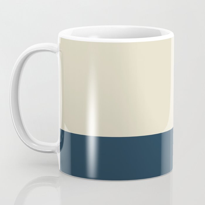 Minimalist Color Block Solid in Cream Beige and Navy Blue Coffee Mug Gallery Image 3