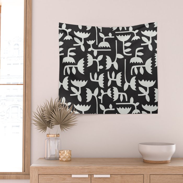 Linocut Tulip Pattern #4 Wall Tapestry Gallery Image 2
