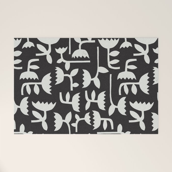 Linocut Tulip Pattern #4 Welcome Mat Gallery Image 1