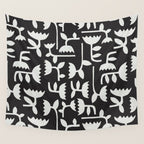 Linocut Tulip Pattern #4 Wall Tapestry Gallery Image 4