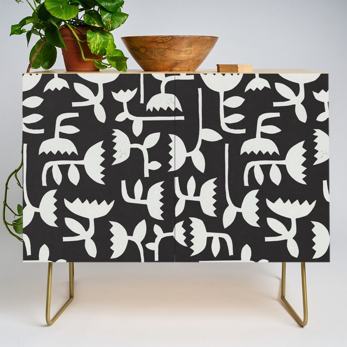 Linocut Tulip Pattern #4 Credenza Gallery Image 1