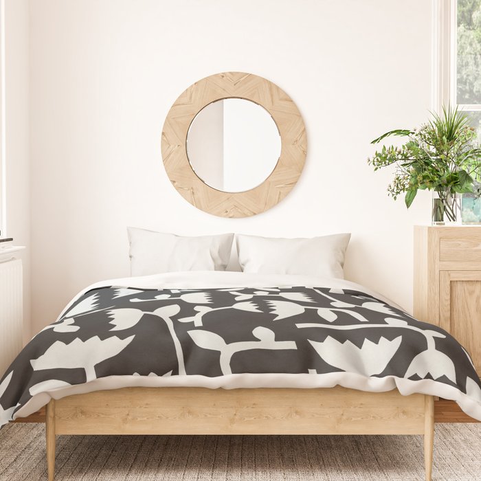 Linocut Tulip Pattern #4 Duvet Cover Gallery Image 3