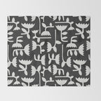 Linocut Tulip Pattern #4 Throw Blanket Gallery Image 2