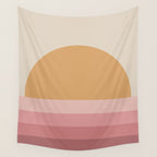 Minimal Retro Sunset Sunrise - Neutral Pink Wall Tapestry Gallery Image 4